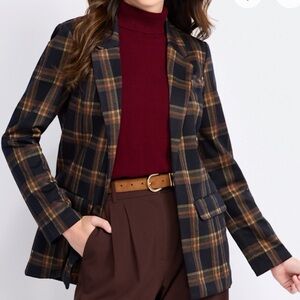 Liverpool Navy and Brown Plaid Blazer